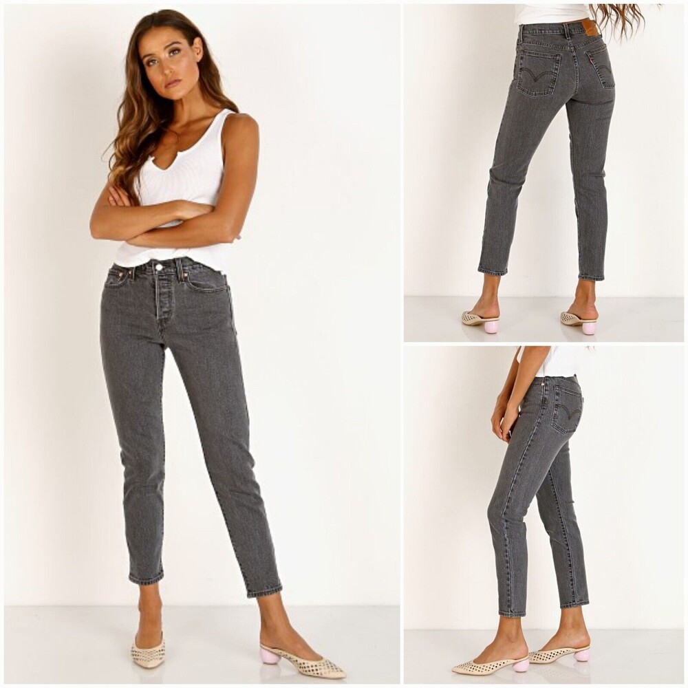 Levis High Rise Wedgie Icon Fit Bite My Dust  Jeans Size 25 Gray Wash Cropped